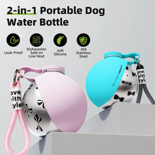Portable Dog Water Bottle – Bowl Included, Zero Leaks